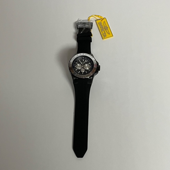 Invicta Aviator Mens Black Watch 33033 Steel 50mm Case Silicone Band Timepiece - Picture 2 of 12